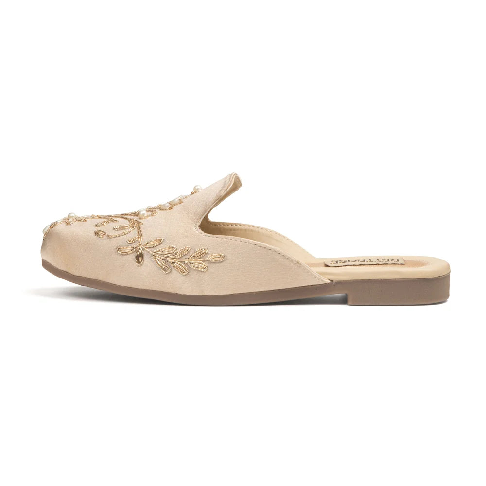 The Ethereal Nude Satin Luxury Embellished Mules