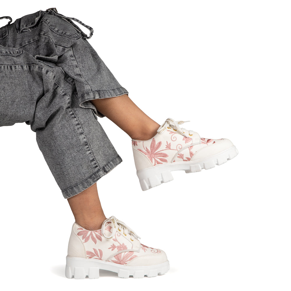 The Rose Blush White Luxury Embellished Casual Sneaker