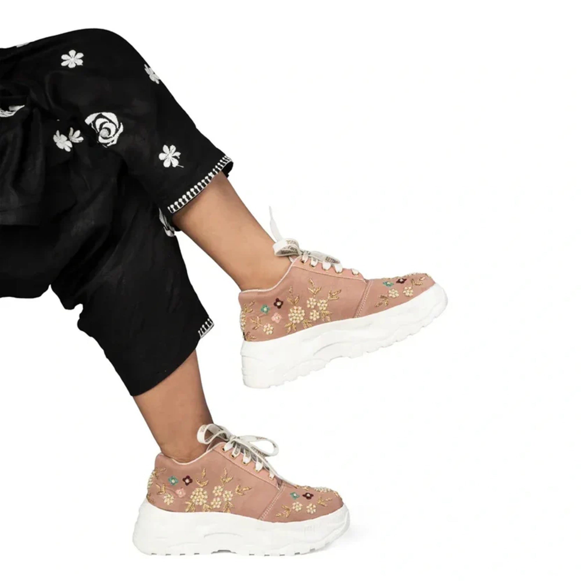 The Rosaline Luxury Pearl Blossom Embellished Trainer