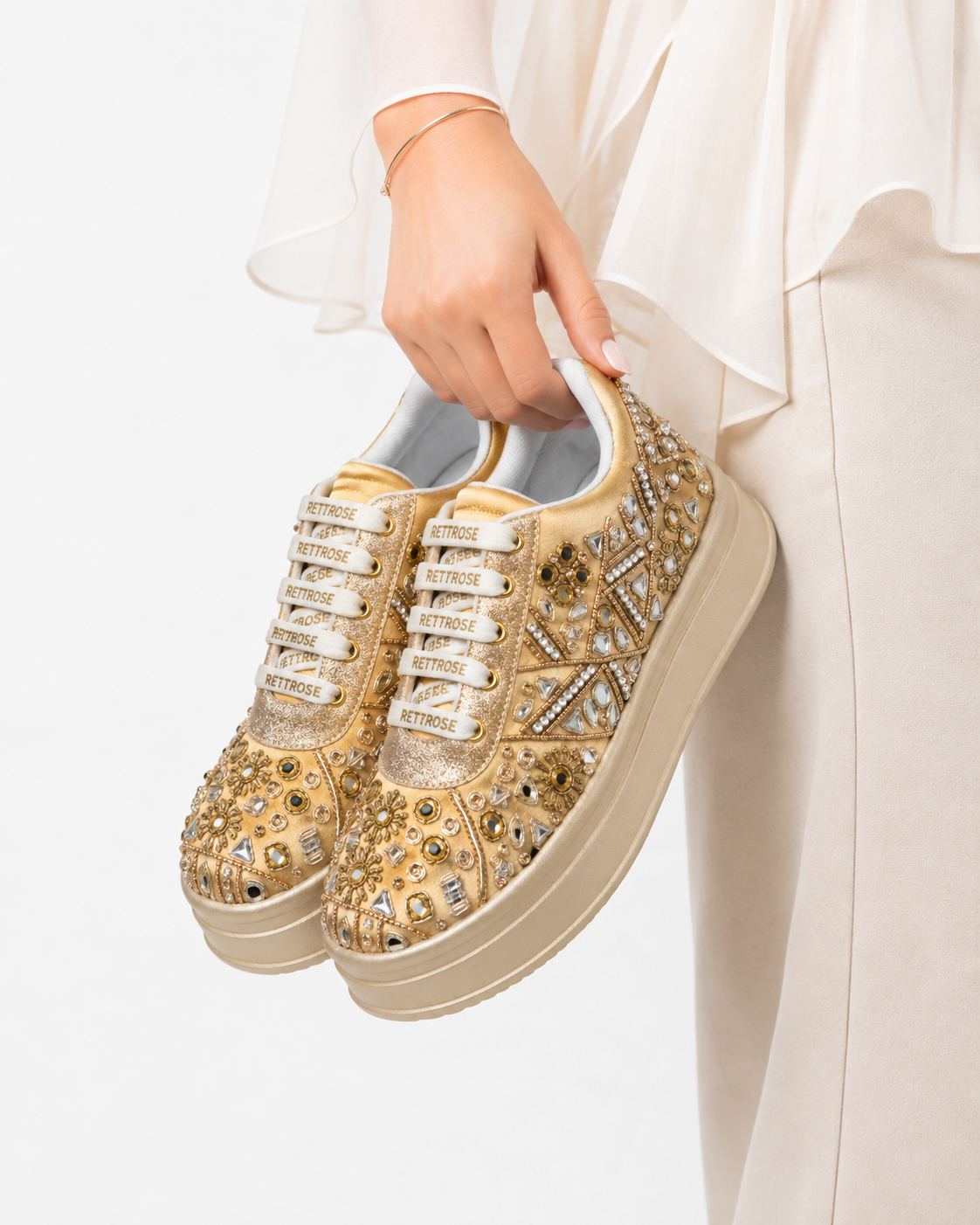 Mahira Mirror Work Bridal Platform Sneakers
