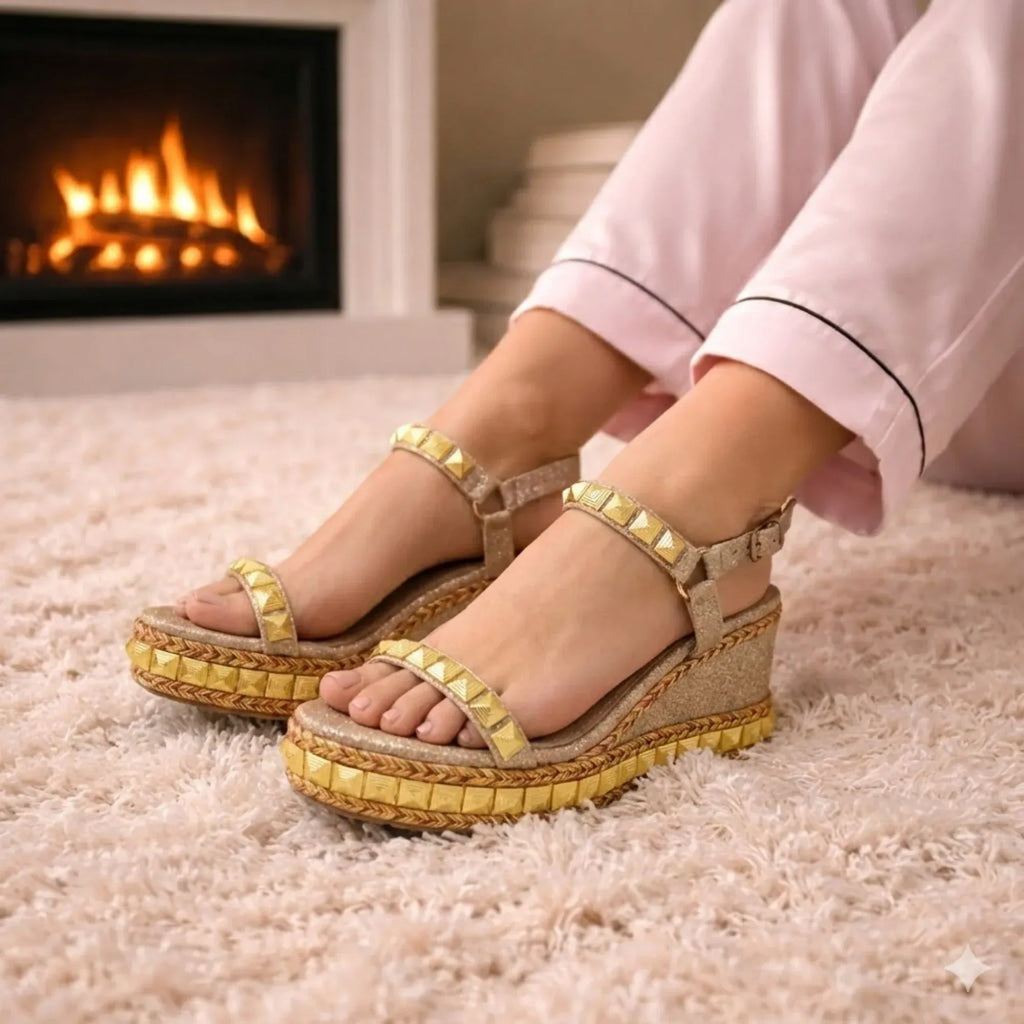 The Rosalie Nude Hand Embellished Luxury Wedge Shoe