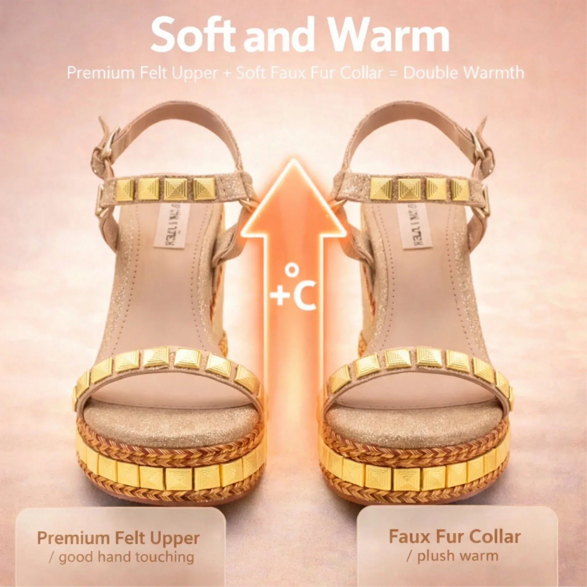 The Rosalie Nude Hand Embellished Luxury Wedge Shoe