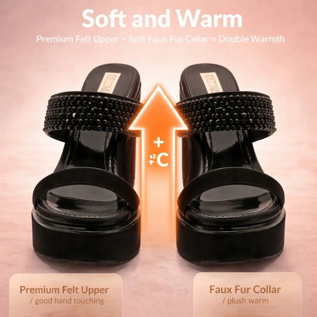 The Sara Black Hand Embellished Luxury Wedge Shoe