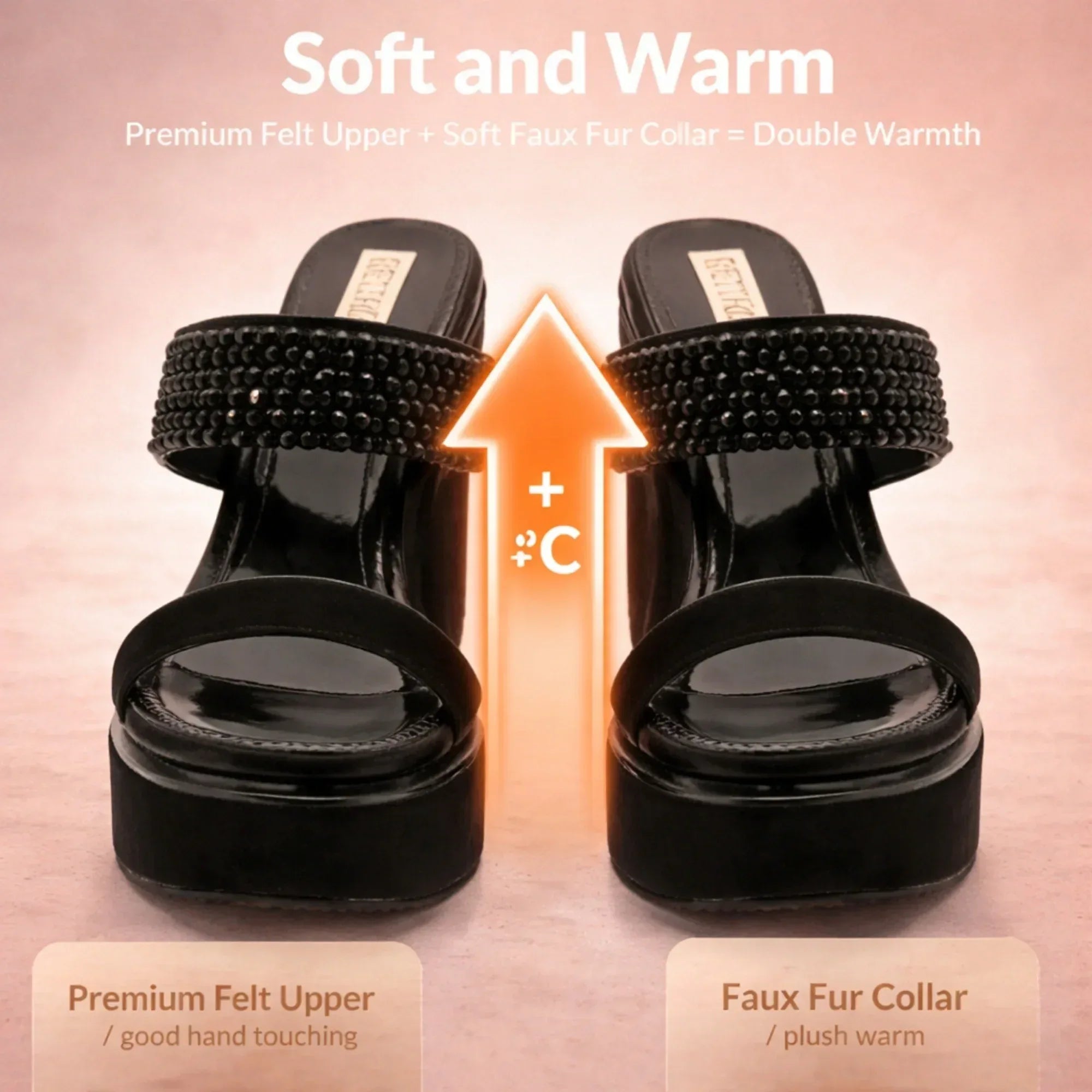 The Sara Black Hand Embellished Luxury Wedge Shoe