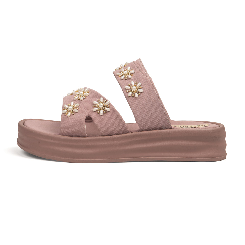 The Ivory Blush Pink Platform Double-Strap Slides
