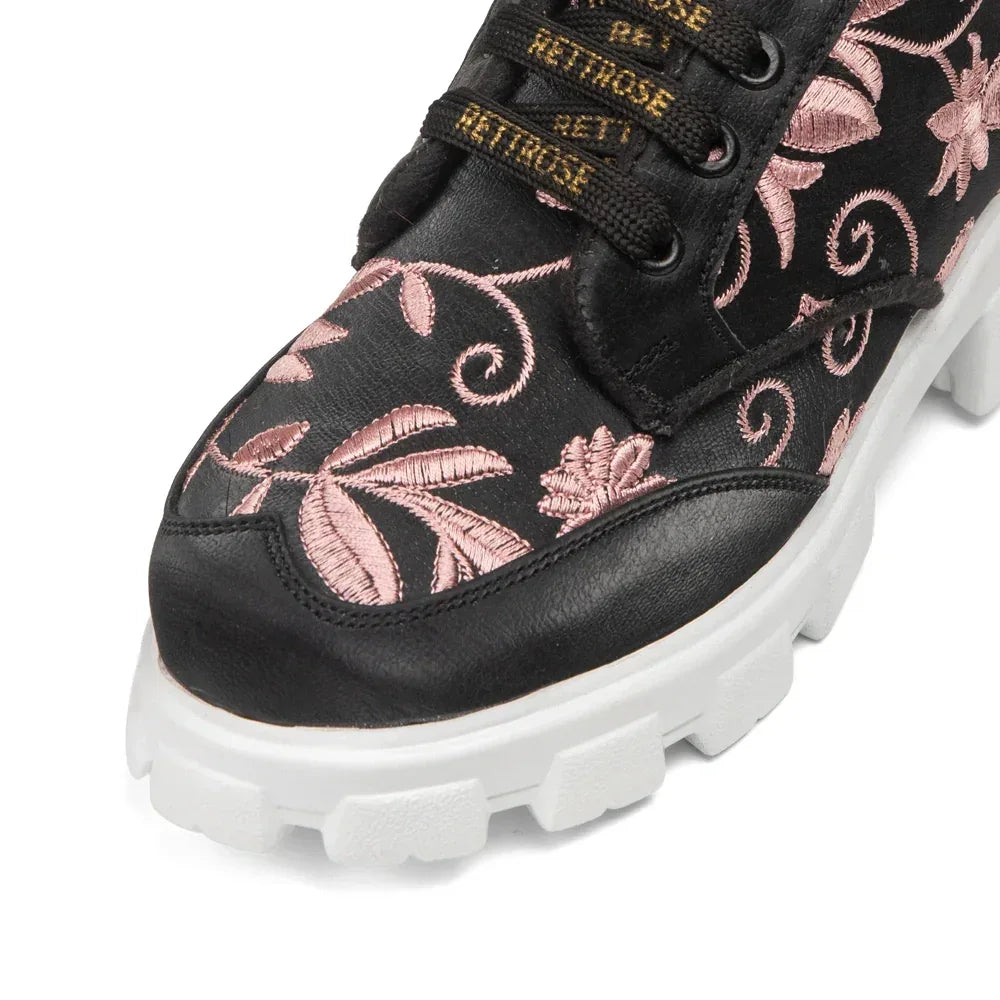 The Rose Blush Black Luxury Embellished Casual Sneaker