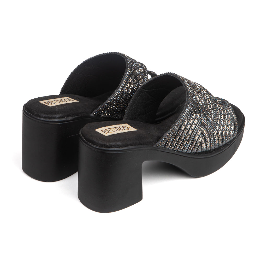 The Cosmic Radiant Noir Luxury Embellished Mules