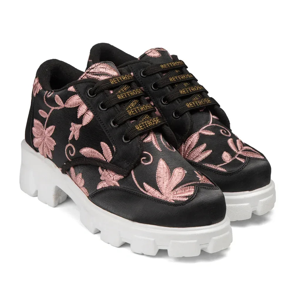 The Rose Blush Black Luxury Embellished Casual Sneaker