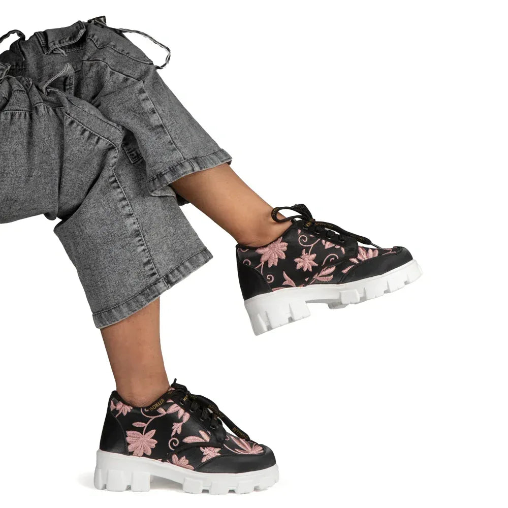 The Rose Blush Black Luxury Embellished Casual Sneaker