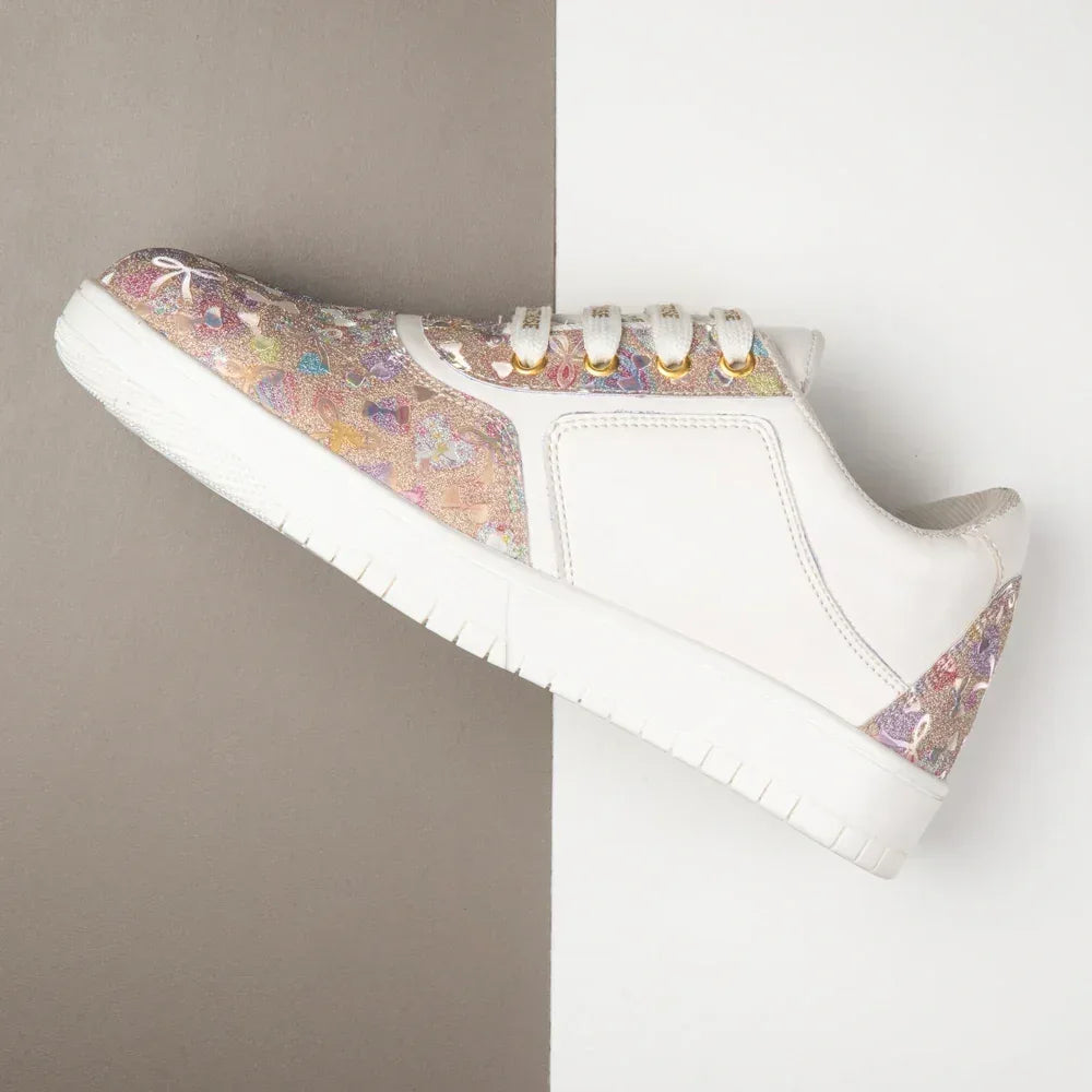 The Ocean Haze Gold White Luxury Embellished Casual Sneaker