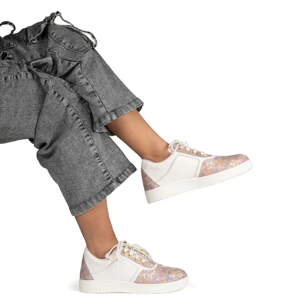 The Ocean Haze Gold White Luxury Embellished Casual Sneaker