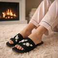 The Luna Grace Pearl Black Embellished Flats