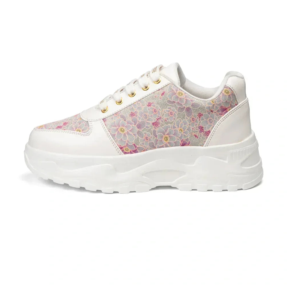 The Florence Glow White Pink Luxury Embellished Casual Sneaker