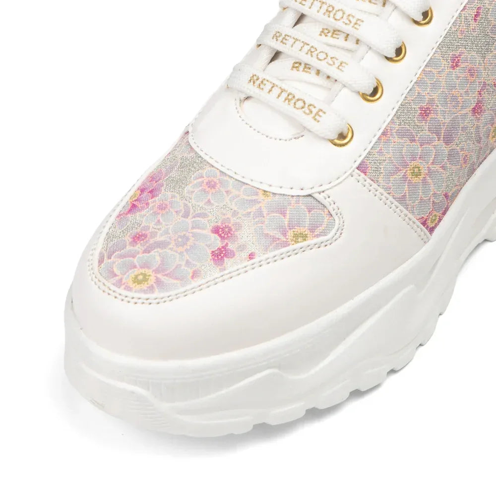 The Florence Glow White Pink Luxury Embellished Casual Sneaker