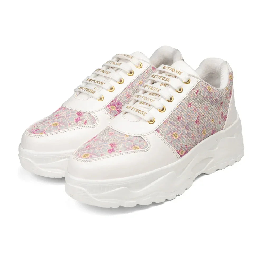 The Florence Glow White Pink Luxury Embellished Casual Sneaker