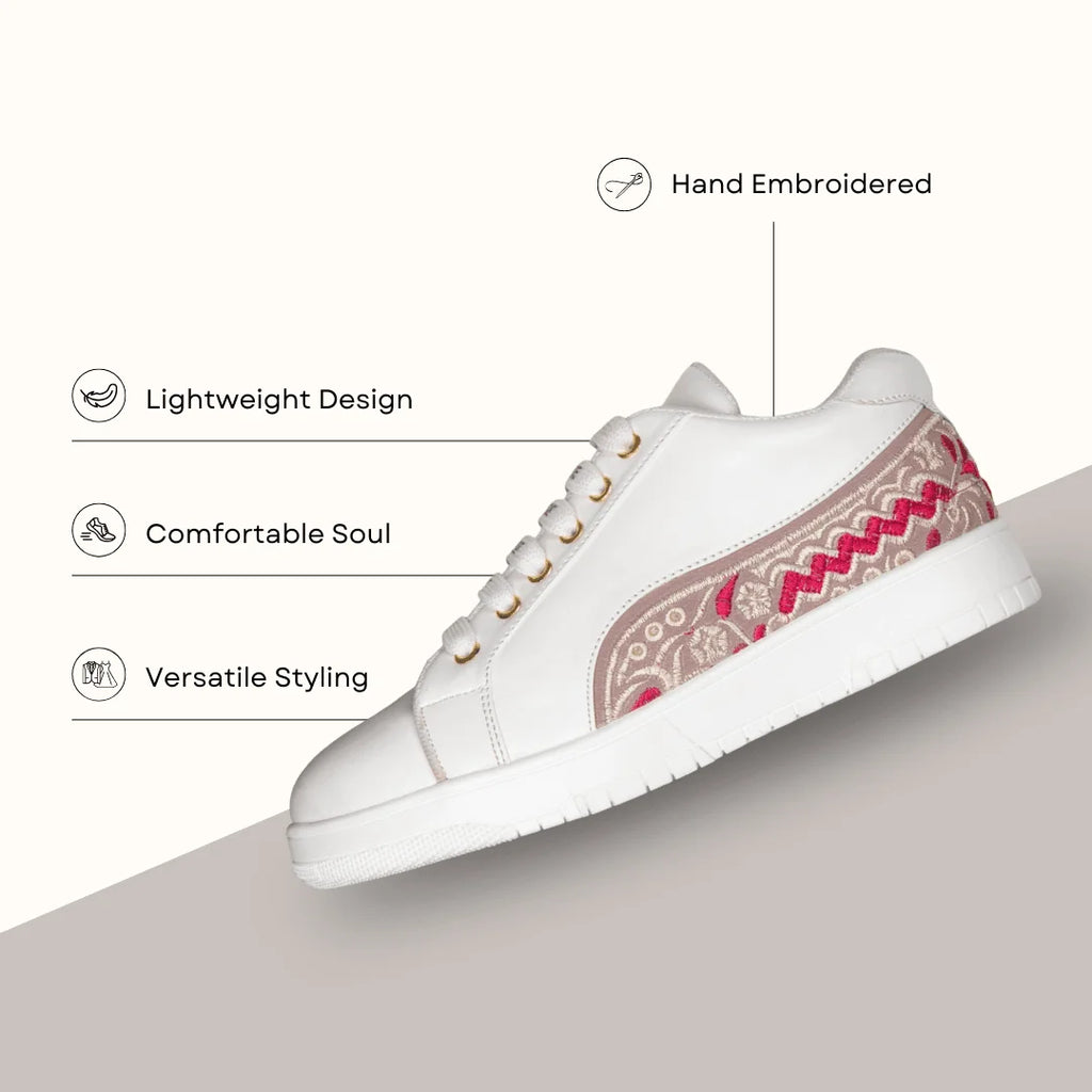 The Medallion Wave White Red Luxury Embellished Casual Sneaker