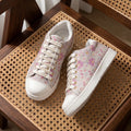 The Botanical Flora White Pink Luxury Embellished Casual Sneaker