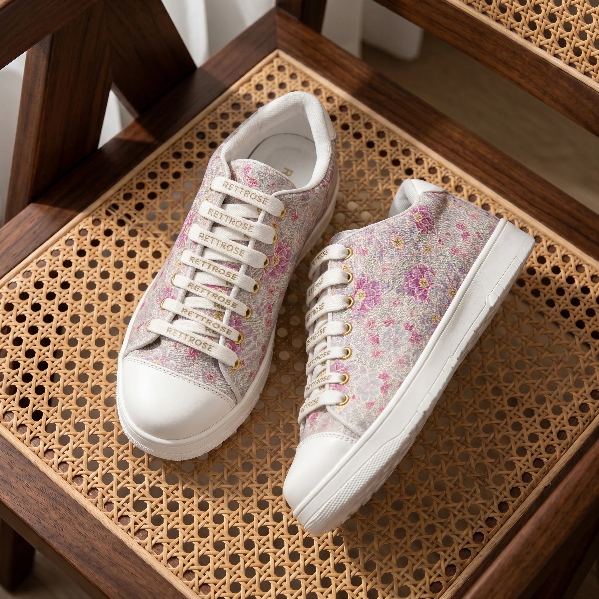 The Botanical Flora White Gray Luxury Embellished Casual Sneaker