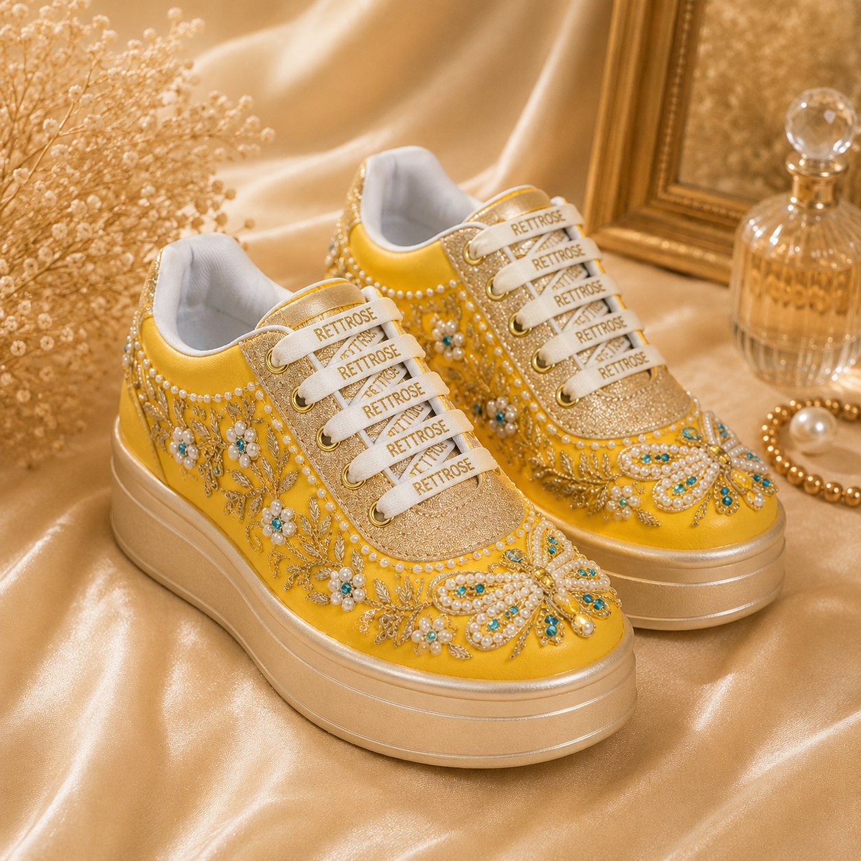 The Scarlett Luxury Radiant Garden Embellished Trainer