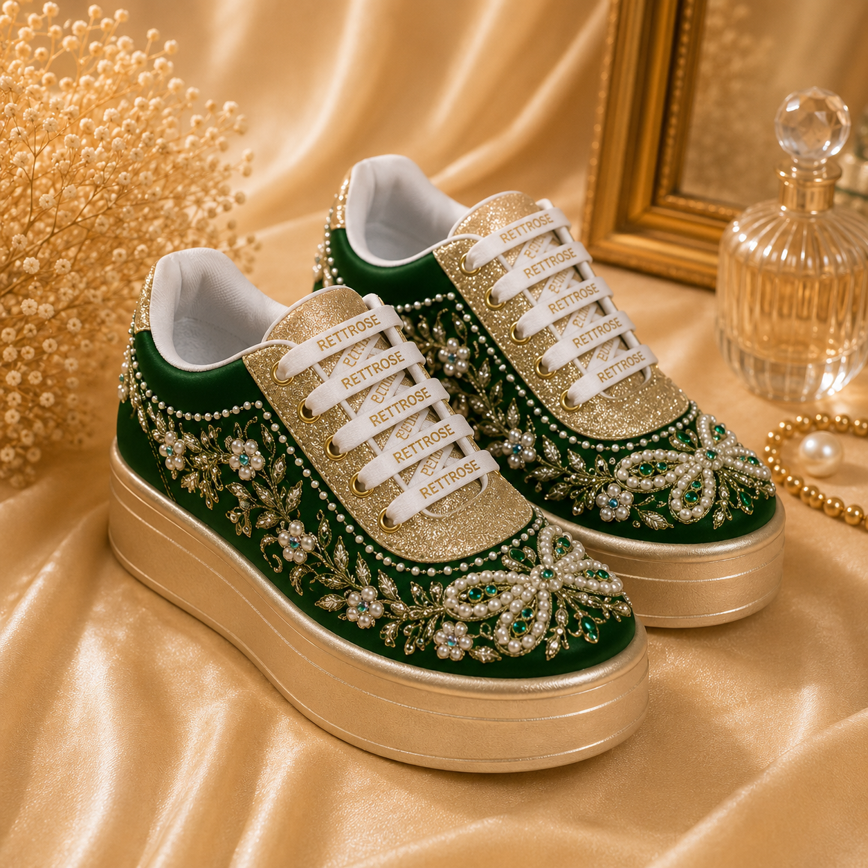 The Scarlett Luxury Radiant Garden Embellished Trainer