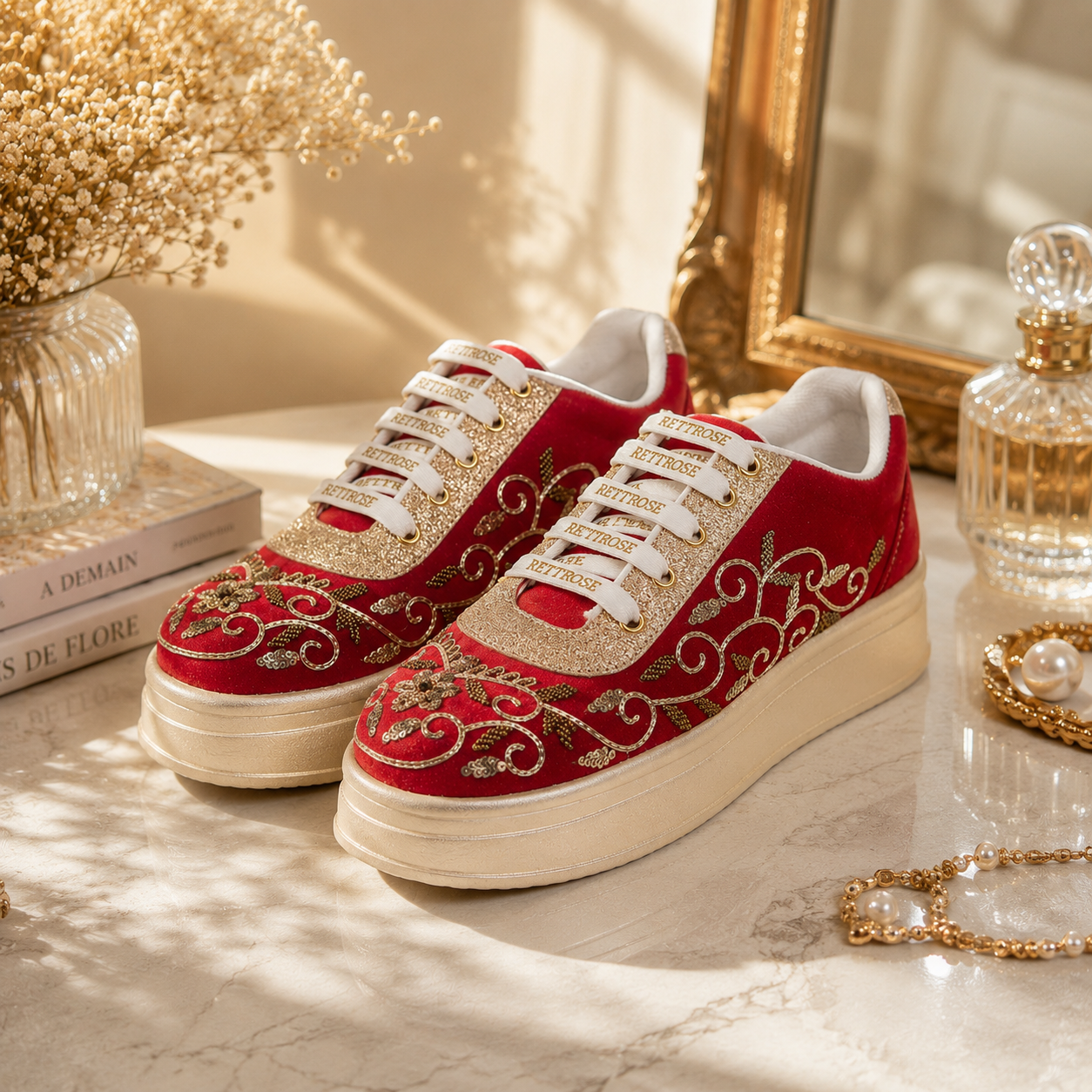The Monarch Luxury Baroque Vine Embellished Trainer