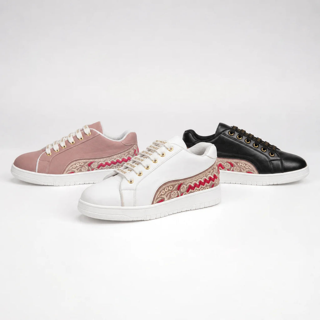 The Medallion Wave White Red Luxury Embellished Casual Sneaker