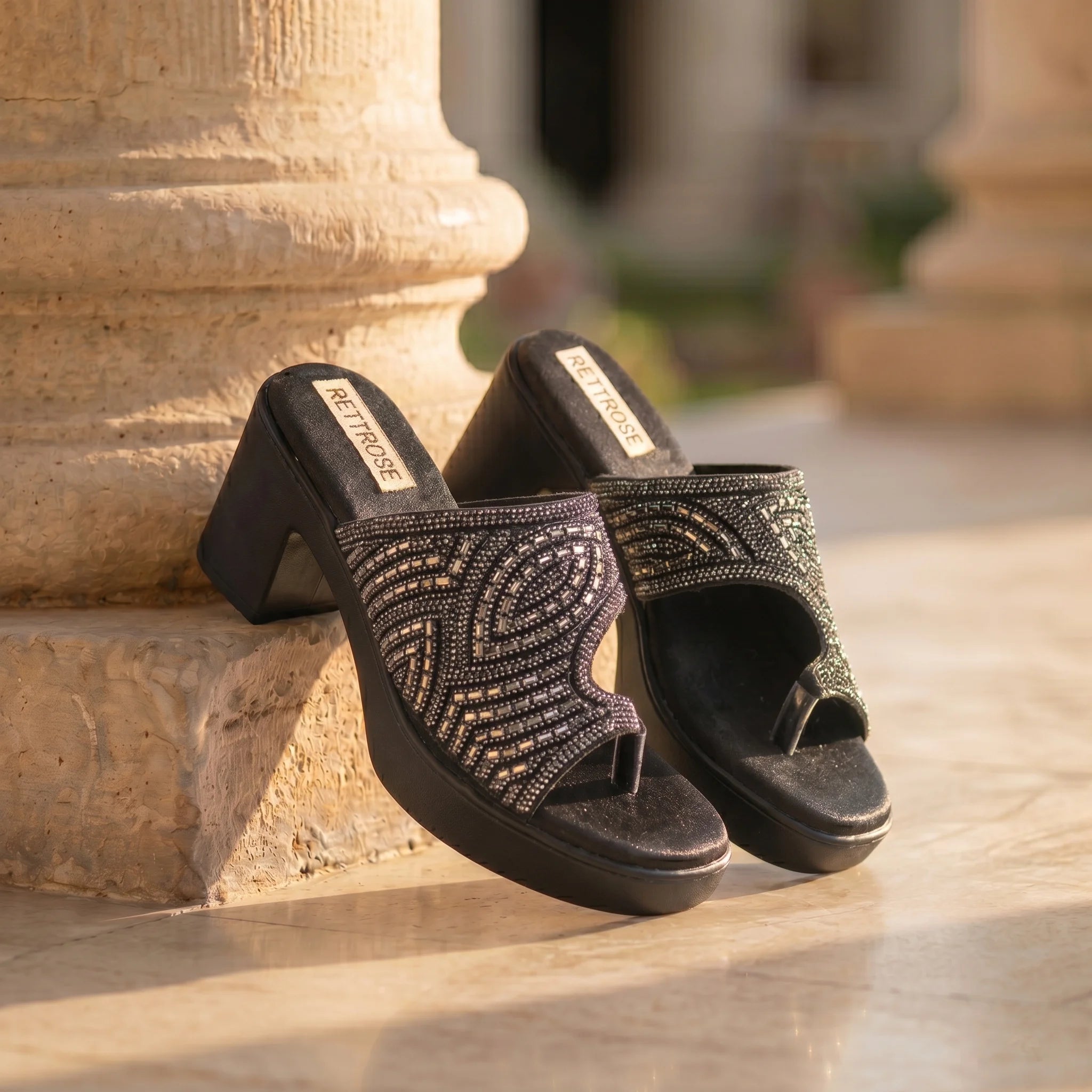 The Cosmic Radiant Noir Luxury Embellished Mules