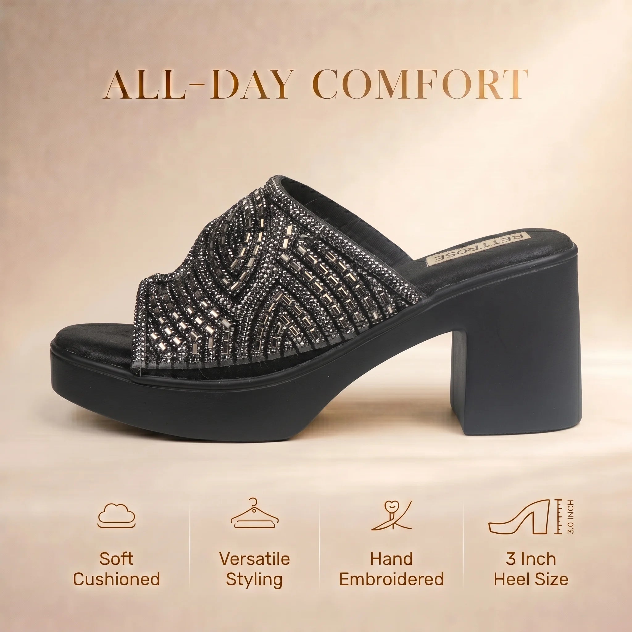The Cosmic Radiant Noir Luxury Embellished Mules