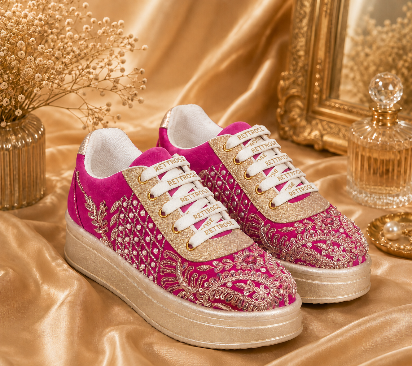 The Sorelle Luxury Crimson Crown Embellished Trainer