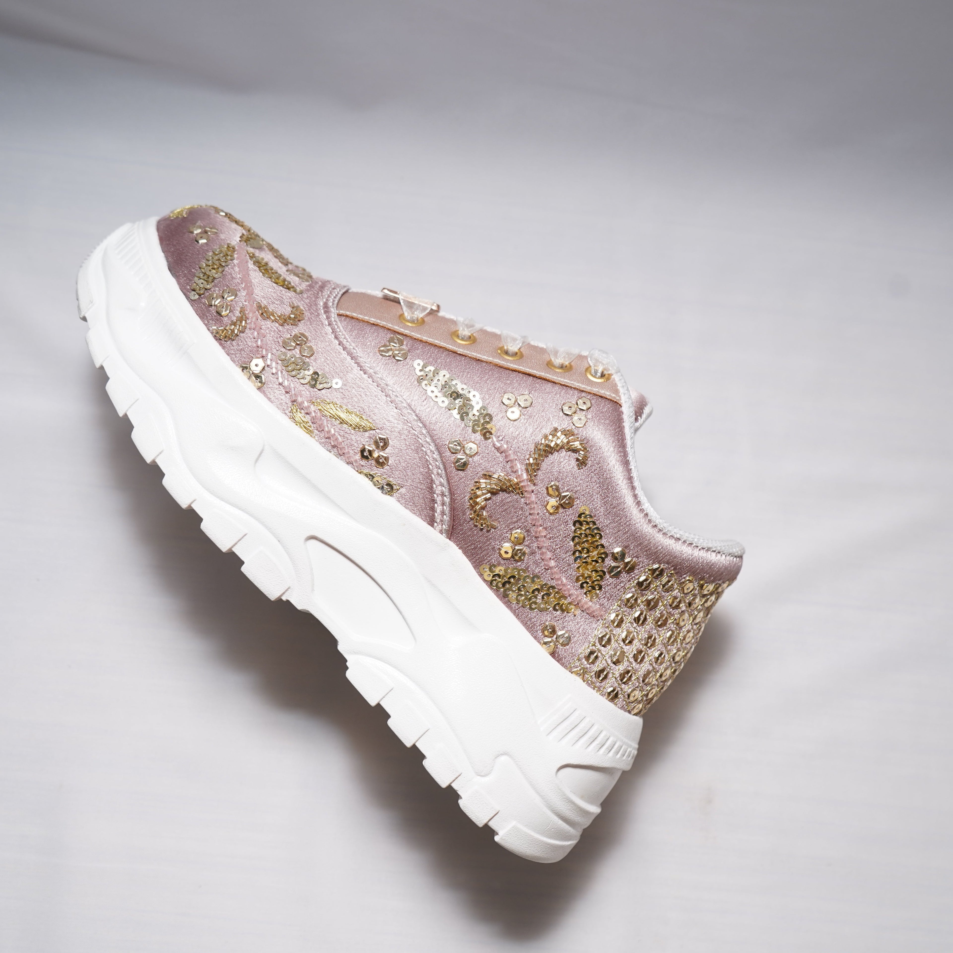 The Amelienne Luxury Blush Vine Embellished Trainer