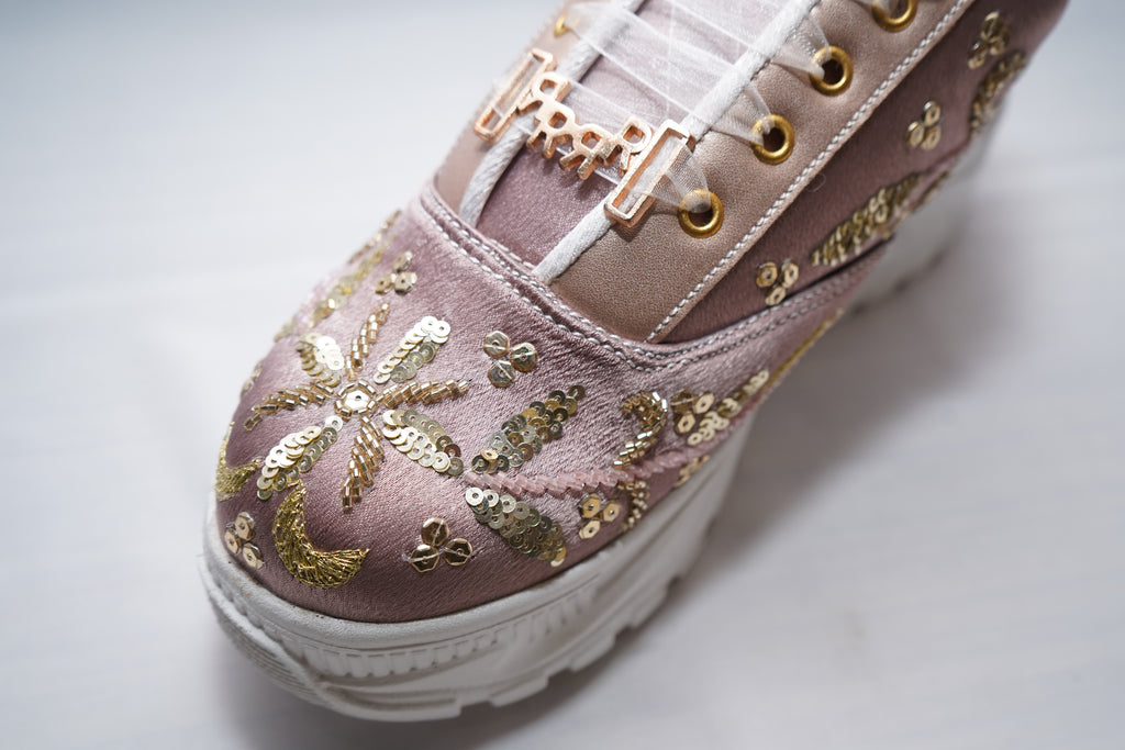 The Amelienne Luxury Blush Vine Embellished Trainer