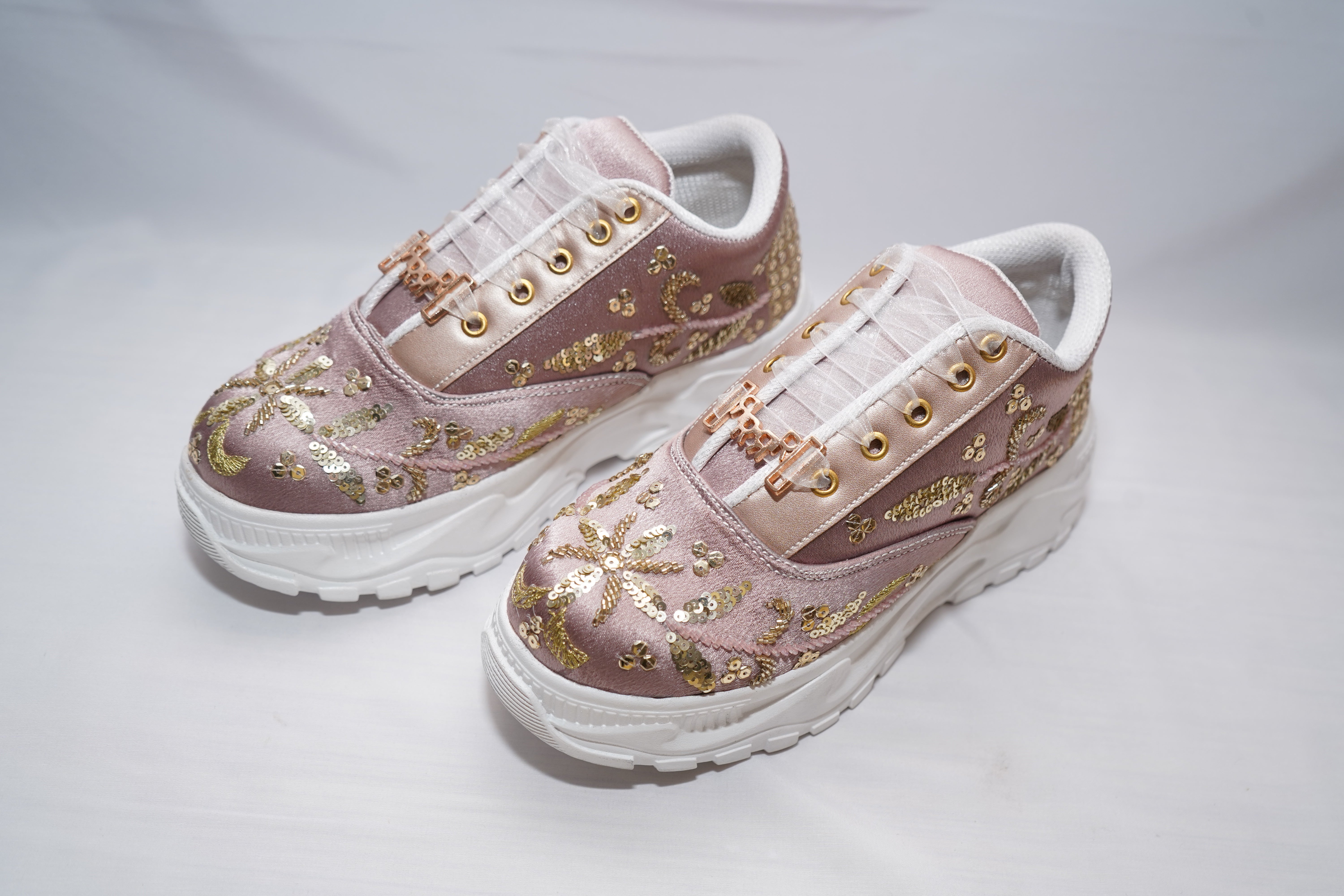 The Amelienne Luxury Blush Vine Embellished Trainer