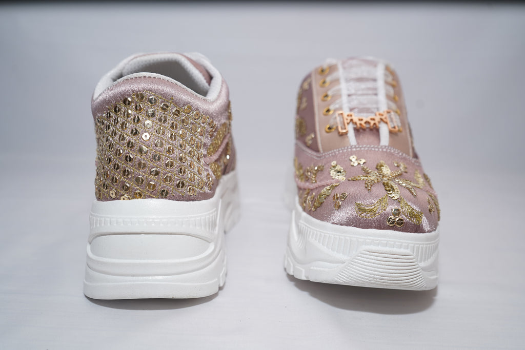 The Amelienne Luxury Blush Vine Embellished Trainer