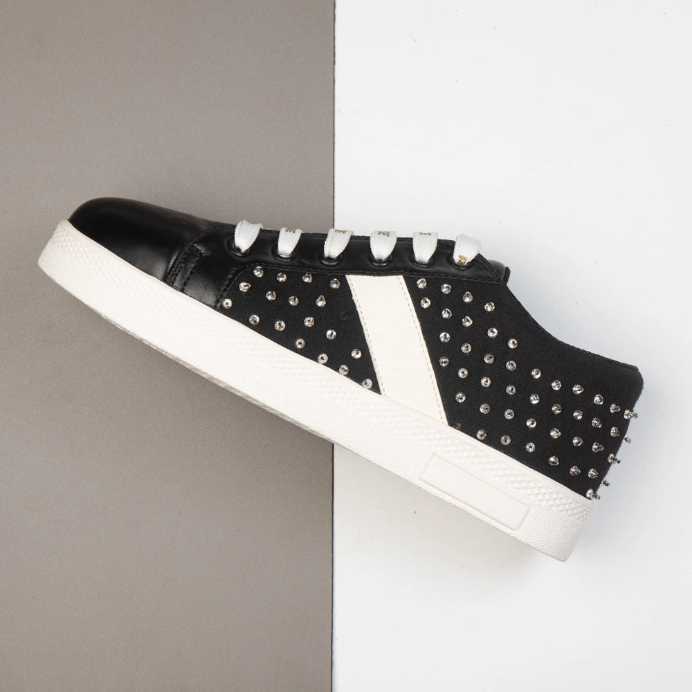 The Teri Black Luxury Embellished Trainer
