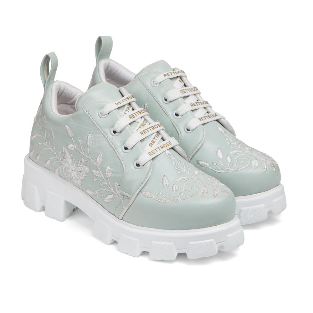 RETTROSE | Handcrafted Floral Lace Sneakers | Everyday Ethnic  Fusion Footwear | Chunky Sole