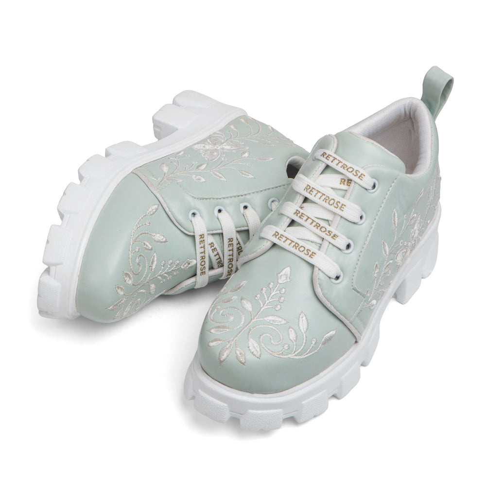 RETTROSE | Handcrafted Floral Lace Sneakers | Everyday Ethnic  Fusion Footwear | Chunky Sole