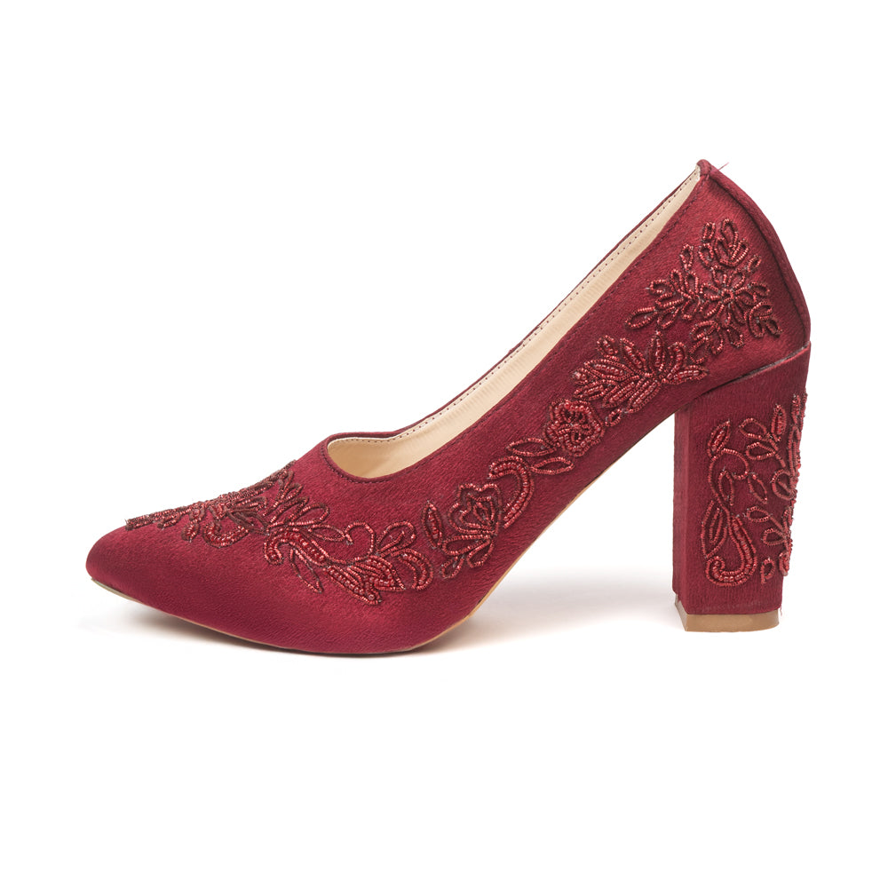 The Roselle Velvet Hand Embellished Luxury Heel
