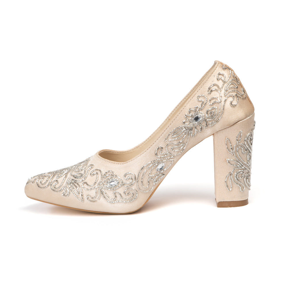 The Estelle Silver Hand Embellished Luxury Heel