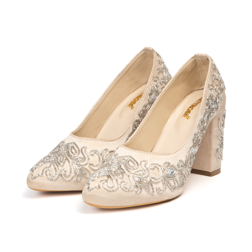 The Estelle Silver Hand Embellished Luxury Heel