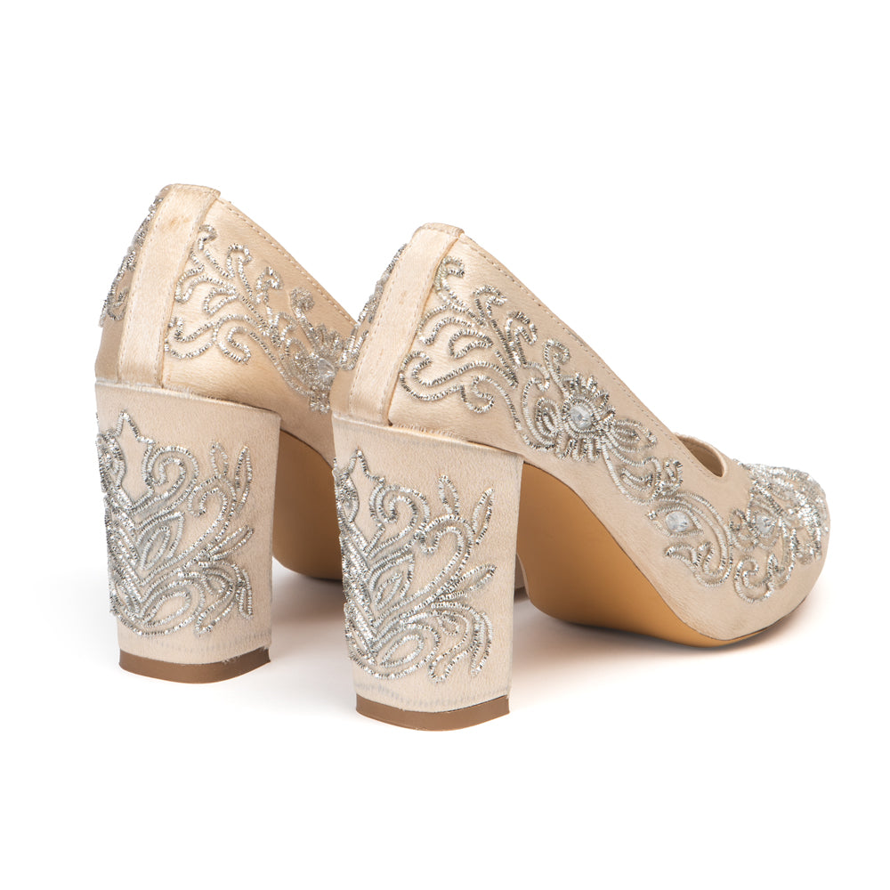 The Estelle Silver Hand Embellished Luxury Heel