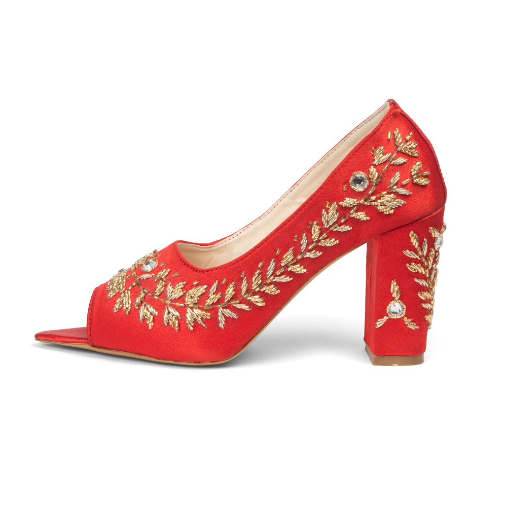 The Maribelle Crimson Hand Embellished Luxury Heel