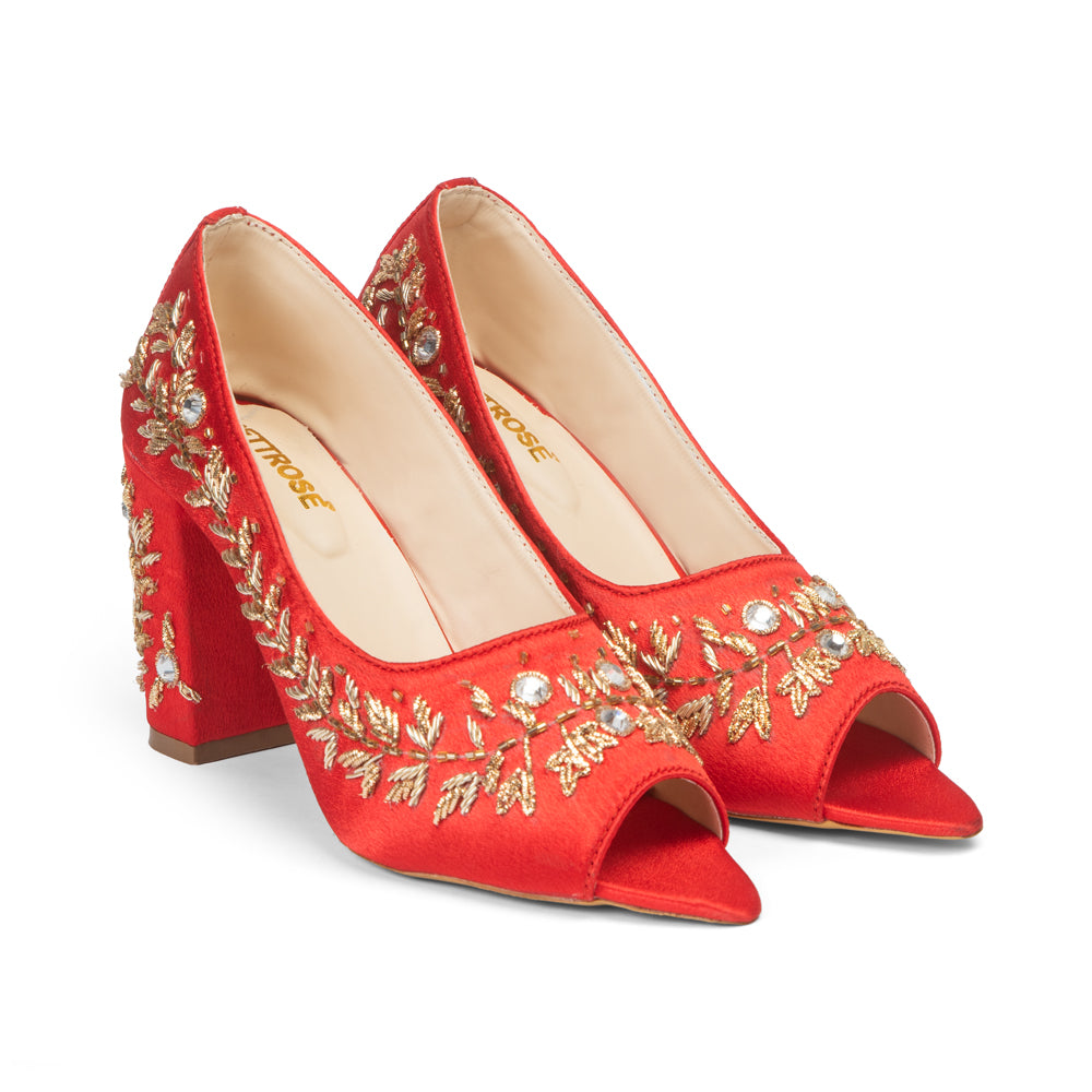 The Maribelle Crimson Hand Embellished Luxury Heel