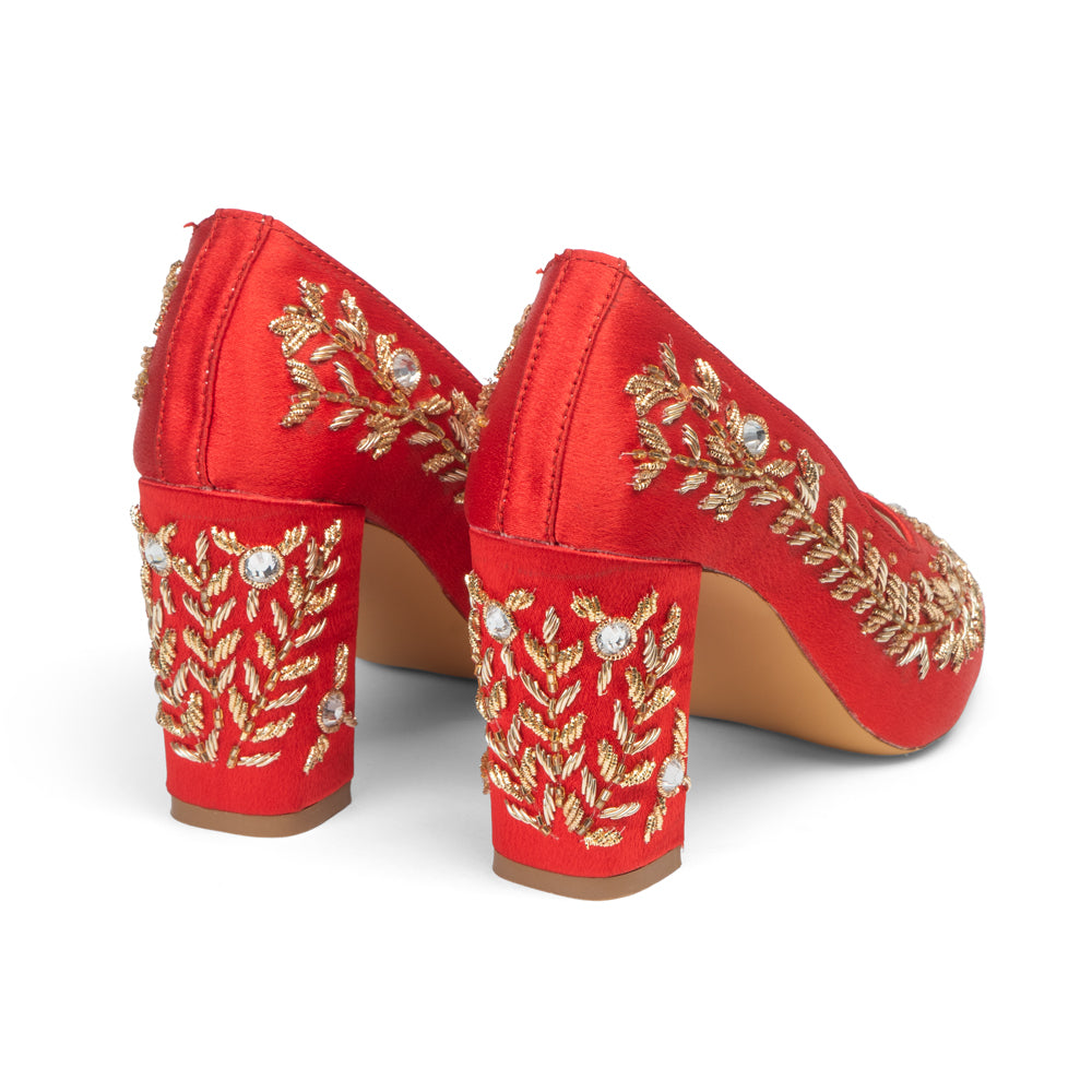 The Maribelle Crimson Hand Embellished Luxury Heel