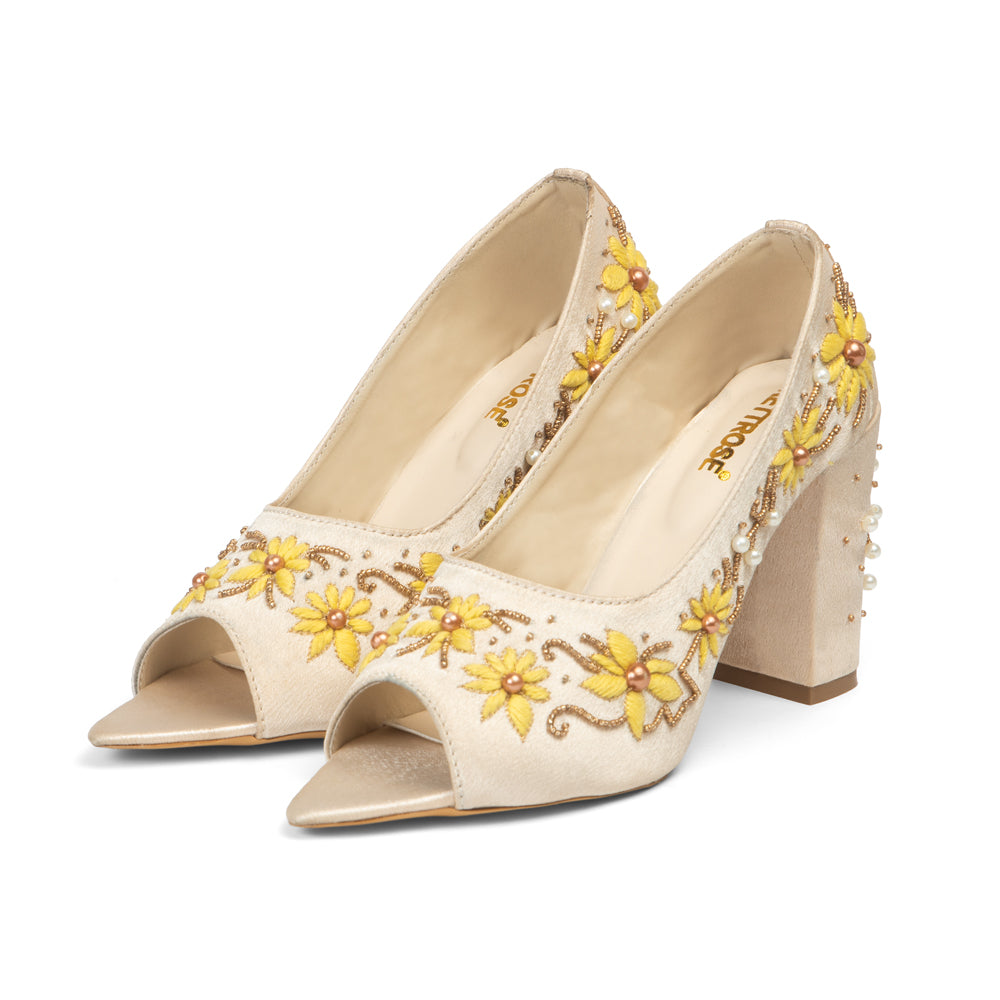 The Sunlit Bloom Hand Embellished Luxury Heel