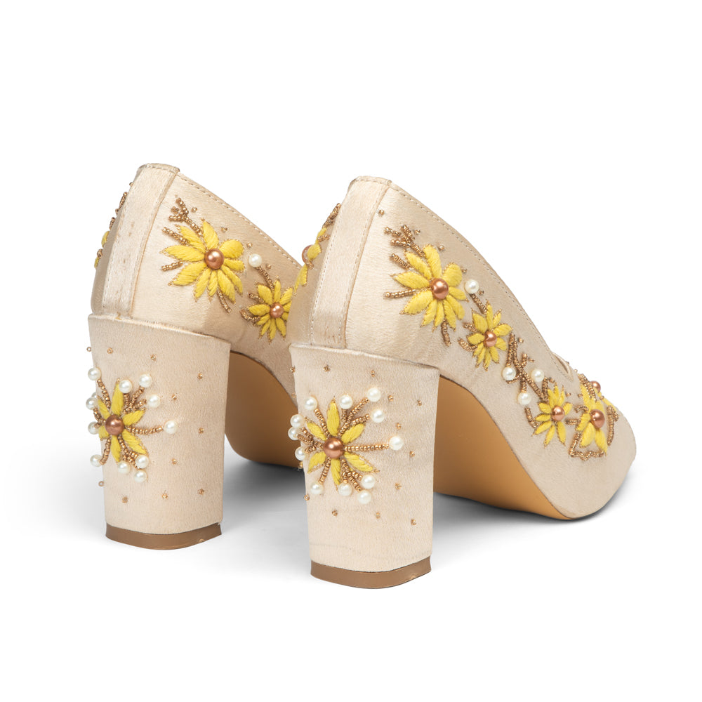 The Sunlit Bloom Hand Embellished Luxury Heel