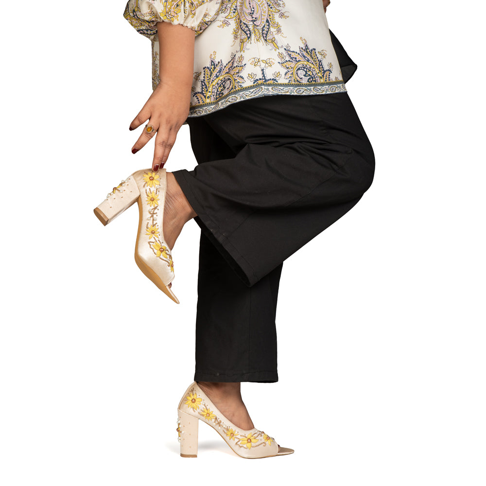 The Sunlit Bloom Hand Embellished Luxury Heel