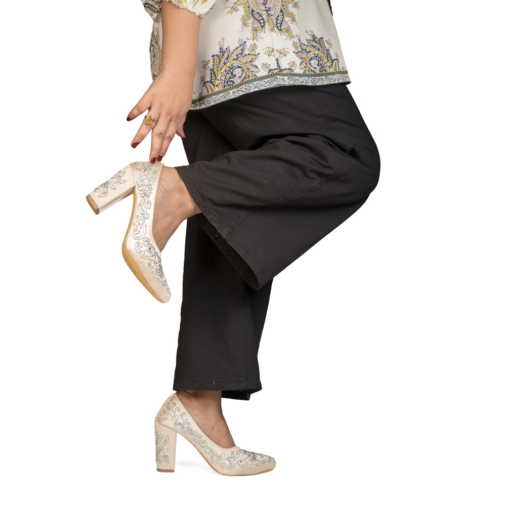 The Estelle Silver Hand Embellished Luxury Heel