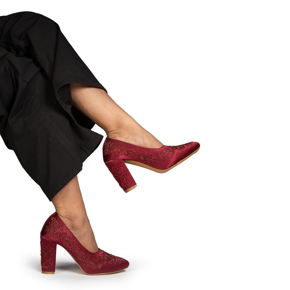 The Roselle Velvet Hand Embellished Luxury Heel