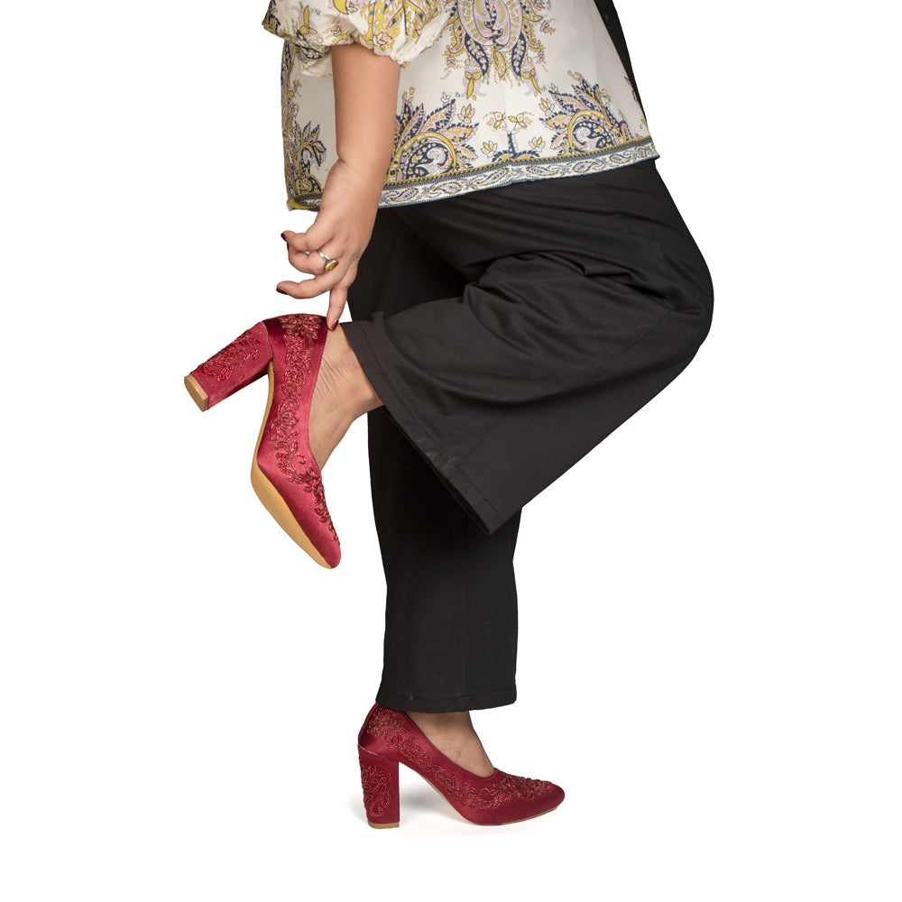 The Roselle Velvet Hand Embellished Luxury Heel