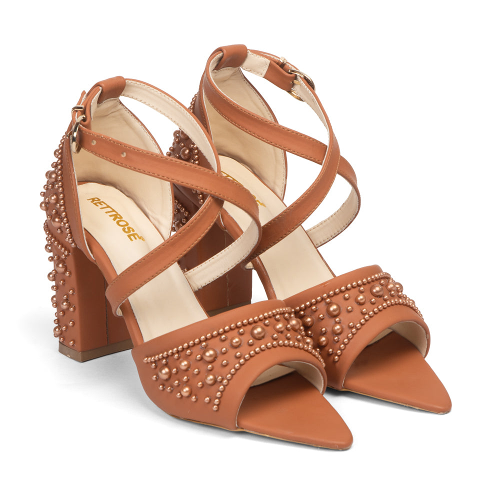 The Mocha Bloom Hand Embellished Luxury Heel